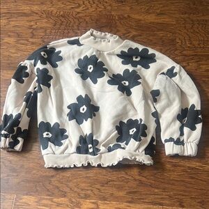 Floral Patterned Sweater - Black and Cream girls size 7